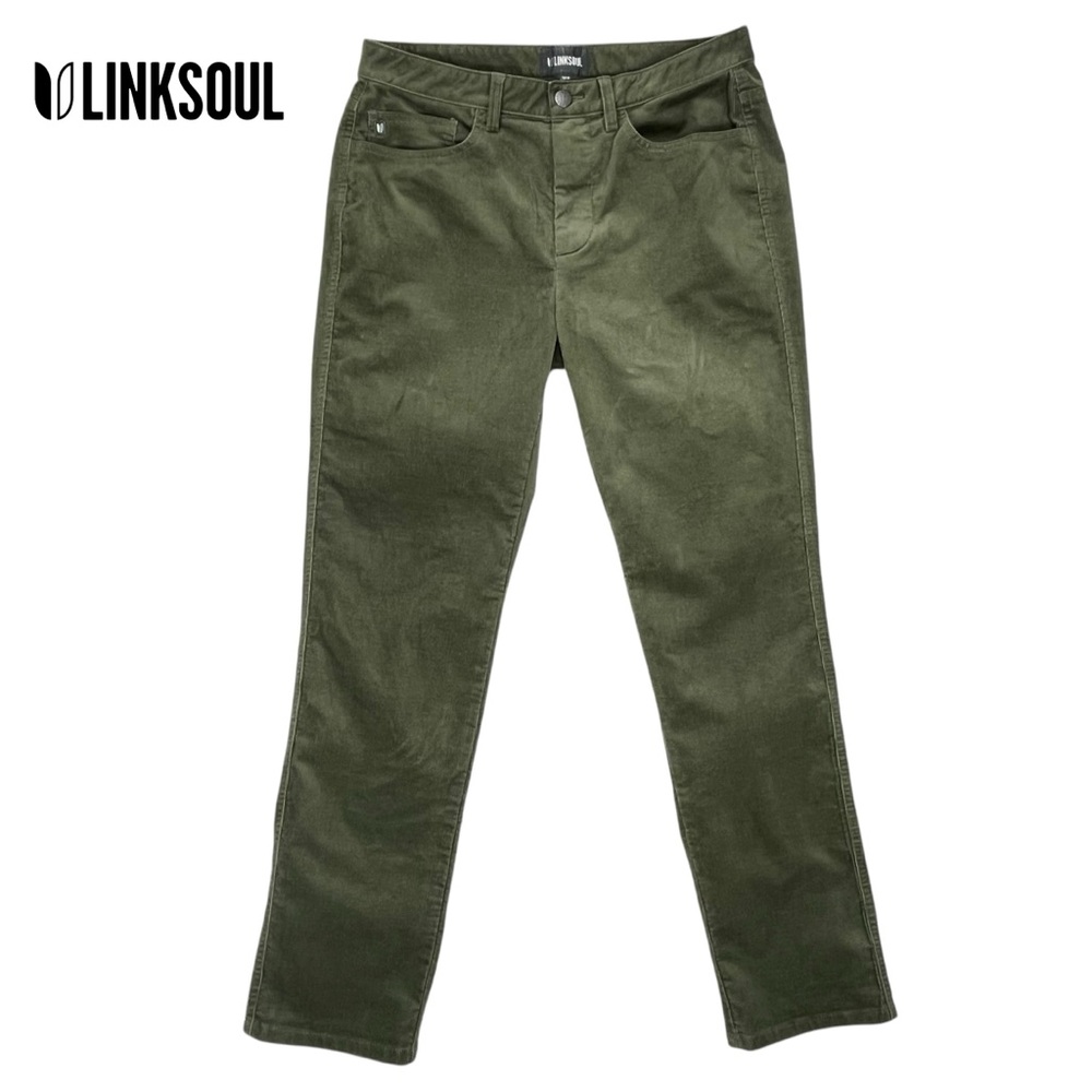 Linksoul Men’s 32R Green Corduroy‎ Straight Leg Pants